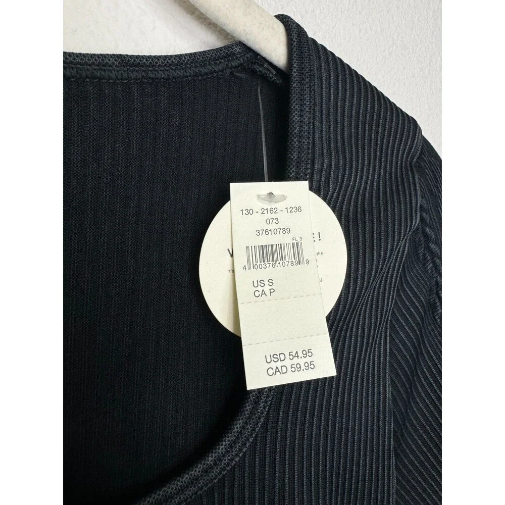 OFFLINE Aerie Seamless Cable Cropped Acid Wash Top Sz S Black Long Sleeve New